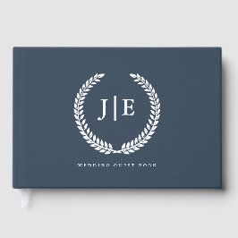 Chic Elegant Wreath Monogram Wedding Gästböcker