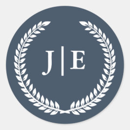 Chic Elegant Wreath Monogram Wedding Runt Klistermärke