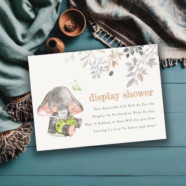 Chic Elephant Foliage Visning Shower Baby Shower Tilläggskort (Skapare uppladdad)
