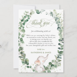 Chic Elephant Greenery Gender Neutral Baby Shower Tack Kort