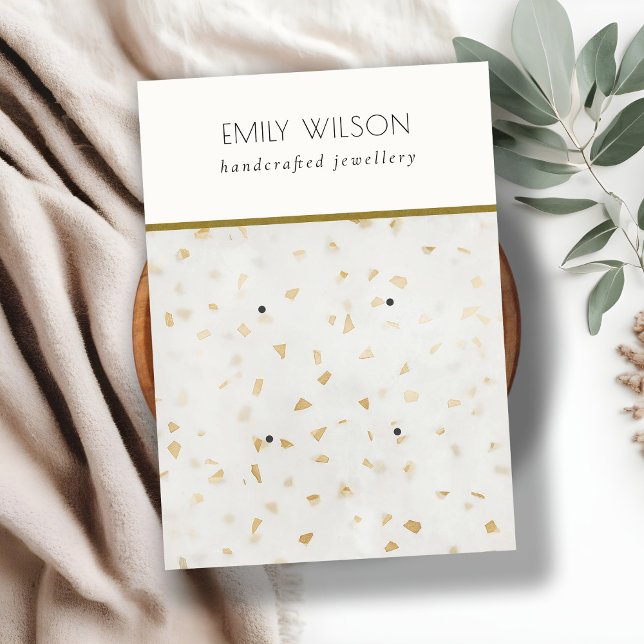 Chic Elfenbenskusten Guld Terrazzo Marble Struktur Visitkort (Skapare uppladdad)