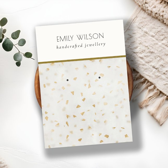 Chic Elfenbenskusten Guld Terrazzo Marble Struktur Visitkort (Skapare uppladdad)
