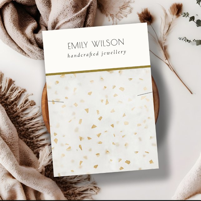 Chic Elfenbenskusten Guld Terrazzo Marble Struktur Visitkort (Skapare uppladdad)