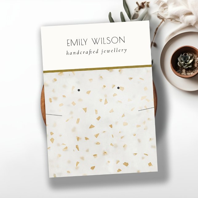 Chic Elfenbenskusten Guld Terrazzo Struktur Neckla Visitkort (Skapare uppladdad)
