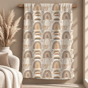 Chic Elfenbensvit Boho Blad Mysig Täcke Design Fleecefilt