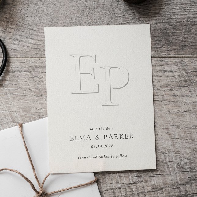 Chic Embossed Look Photo Wedding Save the date (Skapare uppladdad)