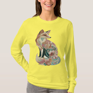 Chic Embroidered Fox Design for Women T Shirt