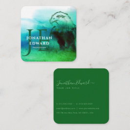 Chic Emerald American Örn Abstrakt Monogram Fyrkantigt Visitkort