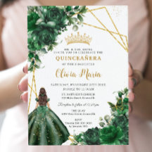 Chic Emerald Green Flowers Floral Quinceañera