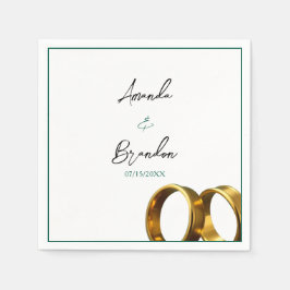 Chic Emerald Green Gold Rings Wedding Pappersservett