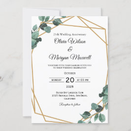 Chic Emerald Greenery Bröllopsjubileum  Inbjudningar