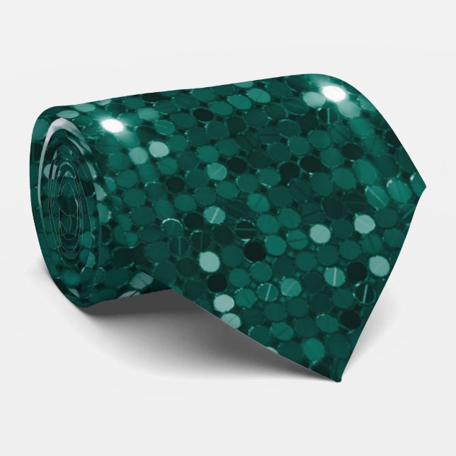 Chic Emerald Grönt Glitter Disco Vibe Neck Tie Slips (Rullad)