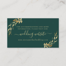 Chic Emerald Grönt Golden Foliage Bröllop webbplat Tilläggskort