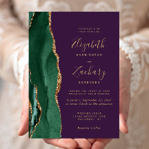 Chic Emerald Grönt Guld Agate Lila Bröllop