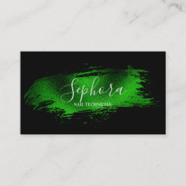 Chic Emerald Grönt Metallic Foil Paint Stroke Visitkort