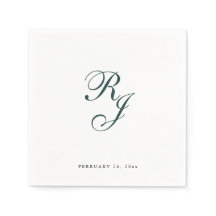 Chic Emerald Grönt Monogram Bröllop Napkins