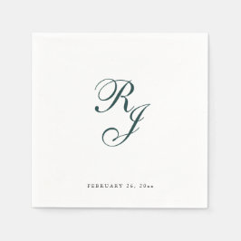 Chic Emerald Grönt Monogram Bröllop Napkins Pappersservett