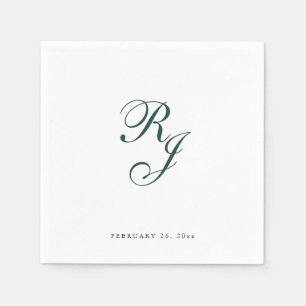 Chic Emerald Grönt Monogram Bröllop Napkins Pappersservett
