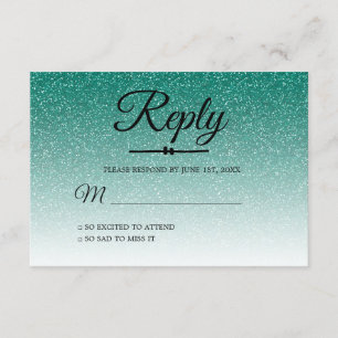 Chic Emerald Grönt Ombre Sweet 16 OSA Inbjudningar