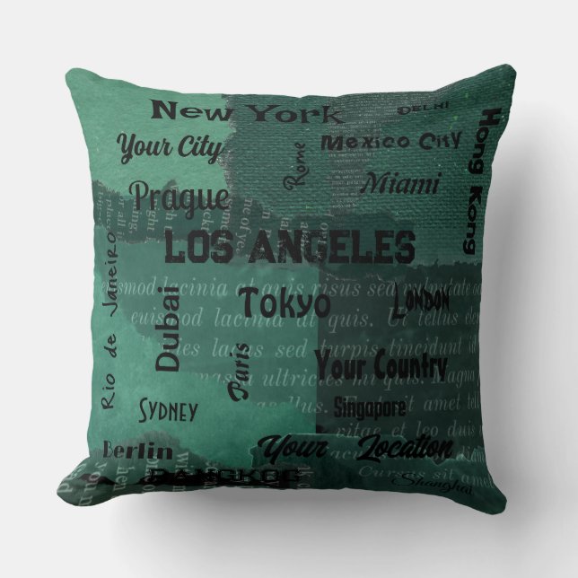 chic emerald grönt Rustic mega City i världen Kudde (Framsida)