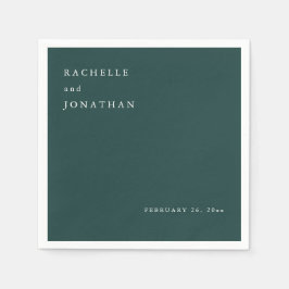 Chic Emerald Grönt White Simple Bröllop Napkins Pappersservett