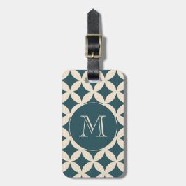 Chic Emerald Ivory Geometric Mönster Monogram Bagagebricka