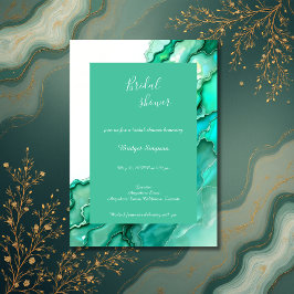 chic Emerald Teal Marble Watercolor möhippa Inbjudningar