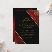 CHIC EMERALED RED MÖRK FOIL ABSTRAKT AGATE BRÖLLOP