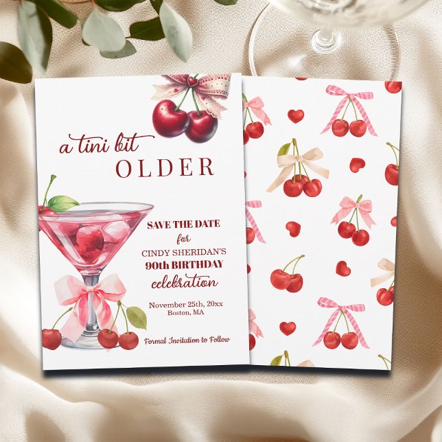 Chic En Liten Smula Äldre Körsbärs Martini 90-årsd Spara Datumet (Skapare uppladdad)