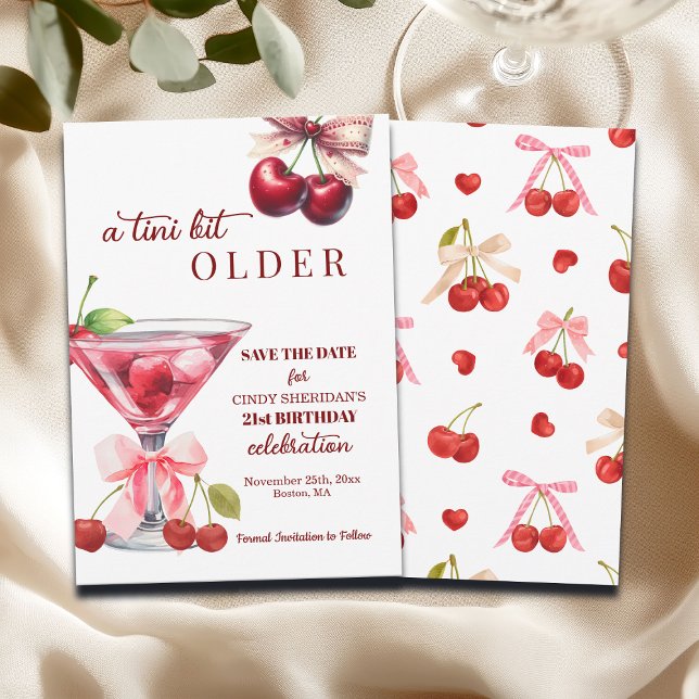Chic En Tini Bit Äldre Körsbärs Martini 21-årsdag Spara Datumet (Skapare uppladdad)