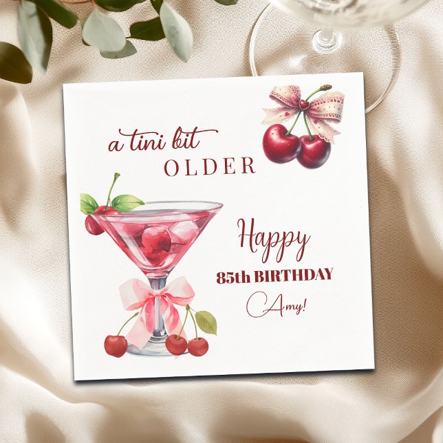 Chic En Tini Bit Äldre Körsbärs Martini 85-årsdag Pappersservett (Skapare uppladdad)