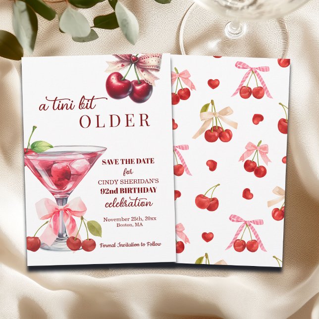 Chic En Tini Bit Äldre Körsbärs Martini 92-årsdag Spara Datumet (Skapare uppladdad)