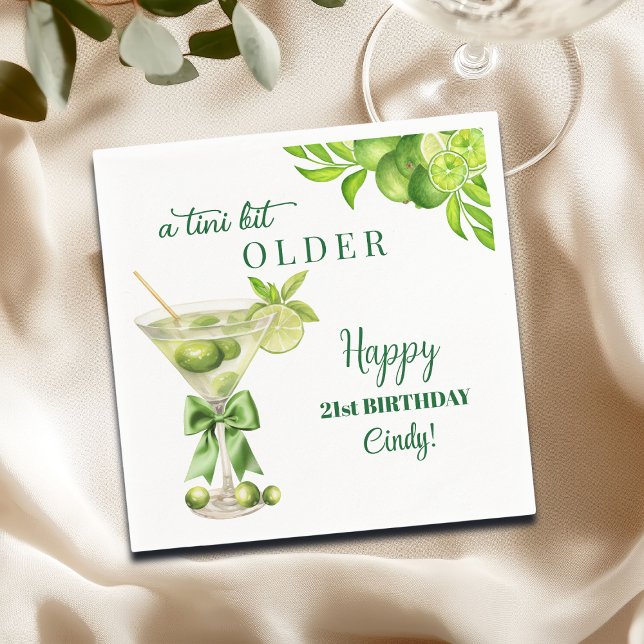 Chic En Tini Bit Äldre Lime Martini 21-årsdag Pappersservett (Skapare uppladdad)
