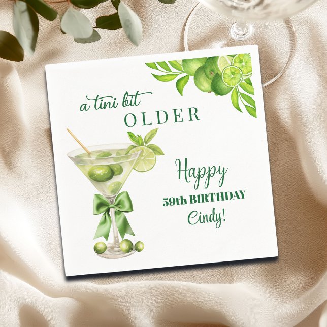 Chic En Tini Bit Äldre Lime Martini 59-årsdag Pappersservett (Skapare uppladdad)