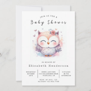 Chic Enchanted Uggla Baby Shower Inbjudningar