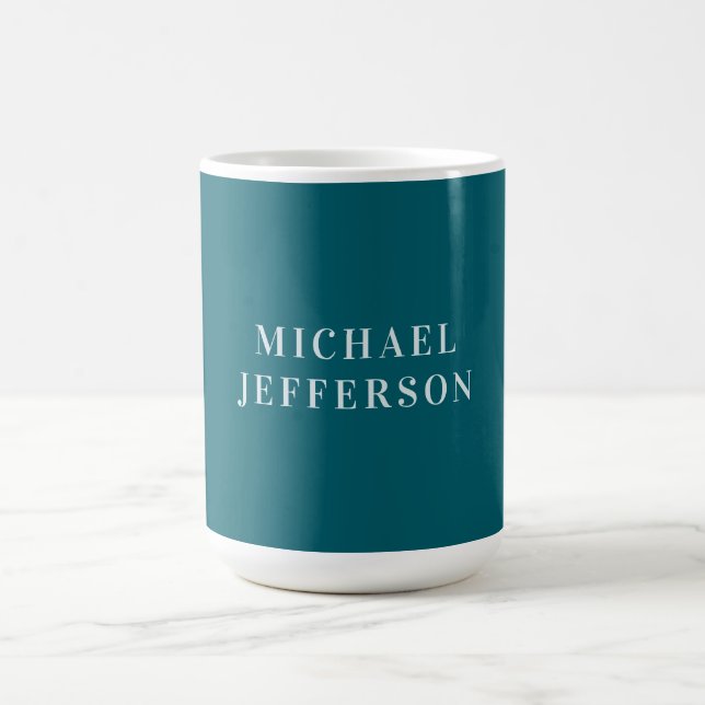 Chic enfärgad mörk teal färg Personlig Anpassad Kaffemugg (Center)