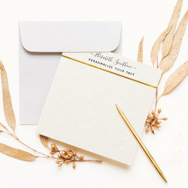 Chic Enkel minimalt svartvit Guld-papper Anteckningskort