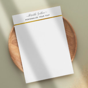 Chic Enkel minimalt svartvit Guld-papper Brevhuvud