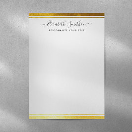 Chic Enkel minimalt svartvit Guld-papper Brevhuvud
