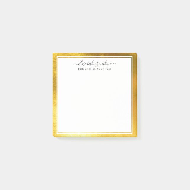 Chic Enkel minimalt svartvit Guld-papper Post-it Block (Framsida)