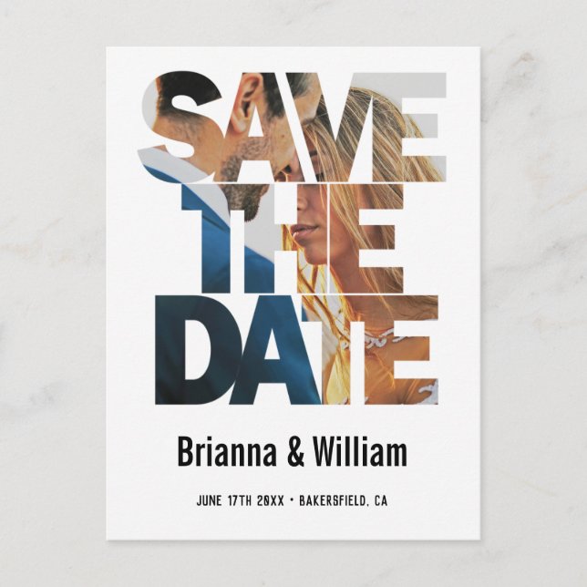 Chic Enkel Save the Date Foto Bröllopsinbjudan Inbjudan Vykort (Framsida)