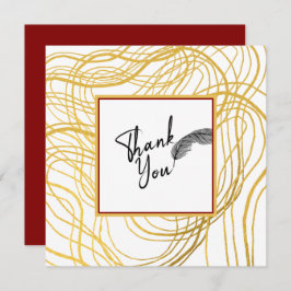 Chic Enkel vit Guld och svart text Tack Kort