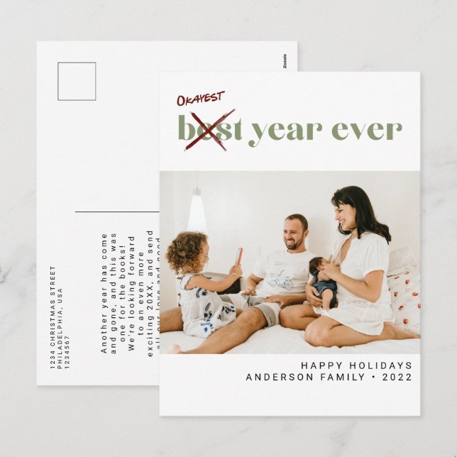 Chic - enkelt, minimalistiskt, okayest-år någonsin helg vykort (Fram/baksida)