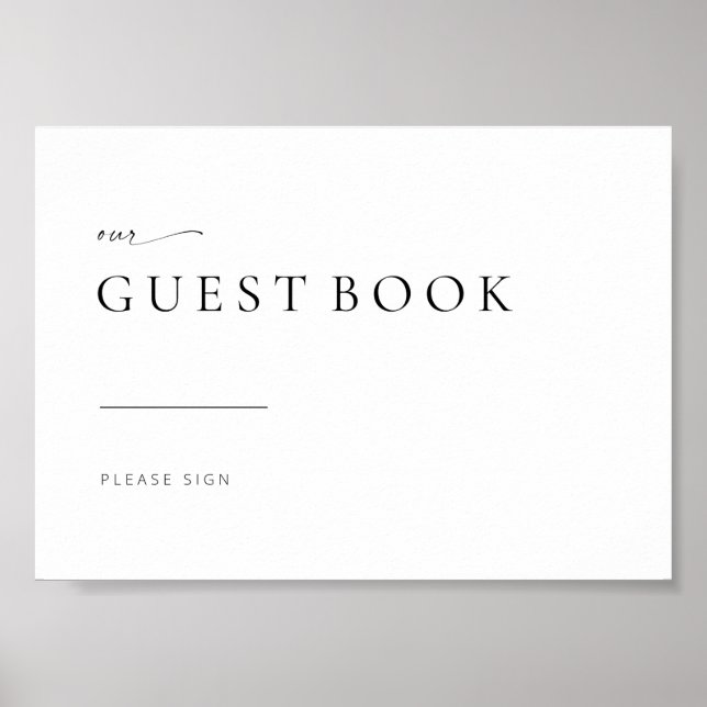 Chic + Enkelt Modern Bröllop Guest Bok-tecken Poster (Framsidan)