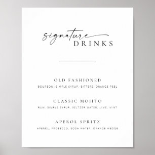 Chic + Enkelt skript Bröllop Namnteckning Drinks-t Poster