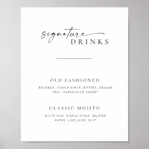 Chic + Enkelt skript Bröllop Namnteckning Drinks-t Poster
