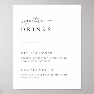 Chic + Enkelt skript Bröllop Namnteckning Drinks-t Poster