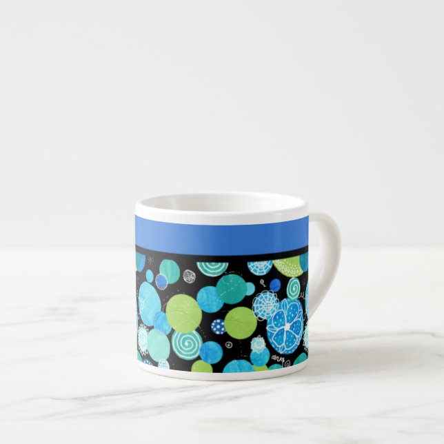 Chic Espresso Mugg, Quirky Blue Måne Mönster Espressomugg (Framsida höger)