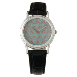 Chic Ethnic Ogee Mönster i Maroon, Teal och Beige Armbandsur