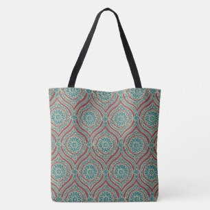 Chic Ethnic Ogee Mönster i Maroon, Teal och Beige Tygkasse